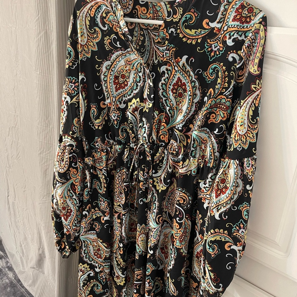 Paisley Print Long Sleeve Dress